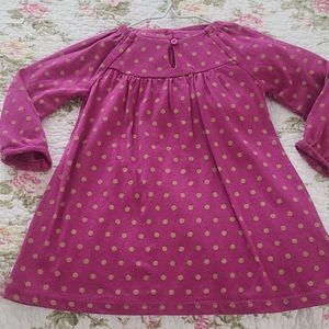 Gap L/S  Magenta Dress with Tan dots